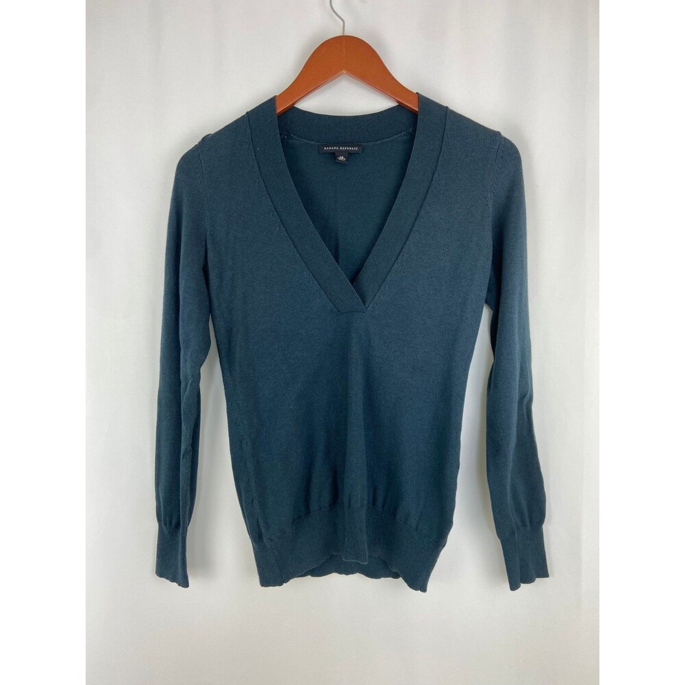 Banana Republic Women's XS Blue Sweater Silk Wool Cashmere Blend Luxury Preppy